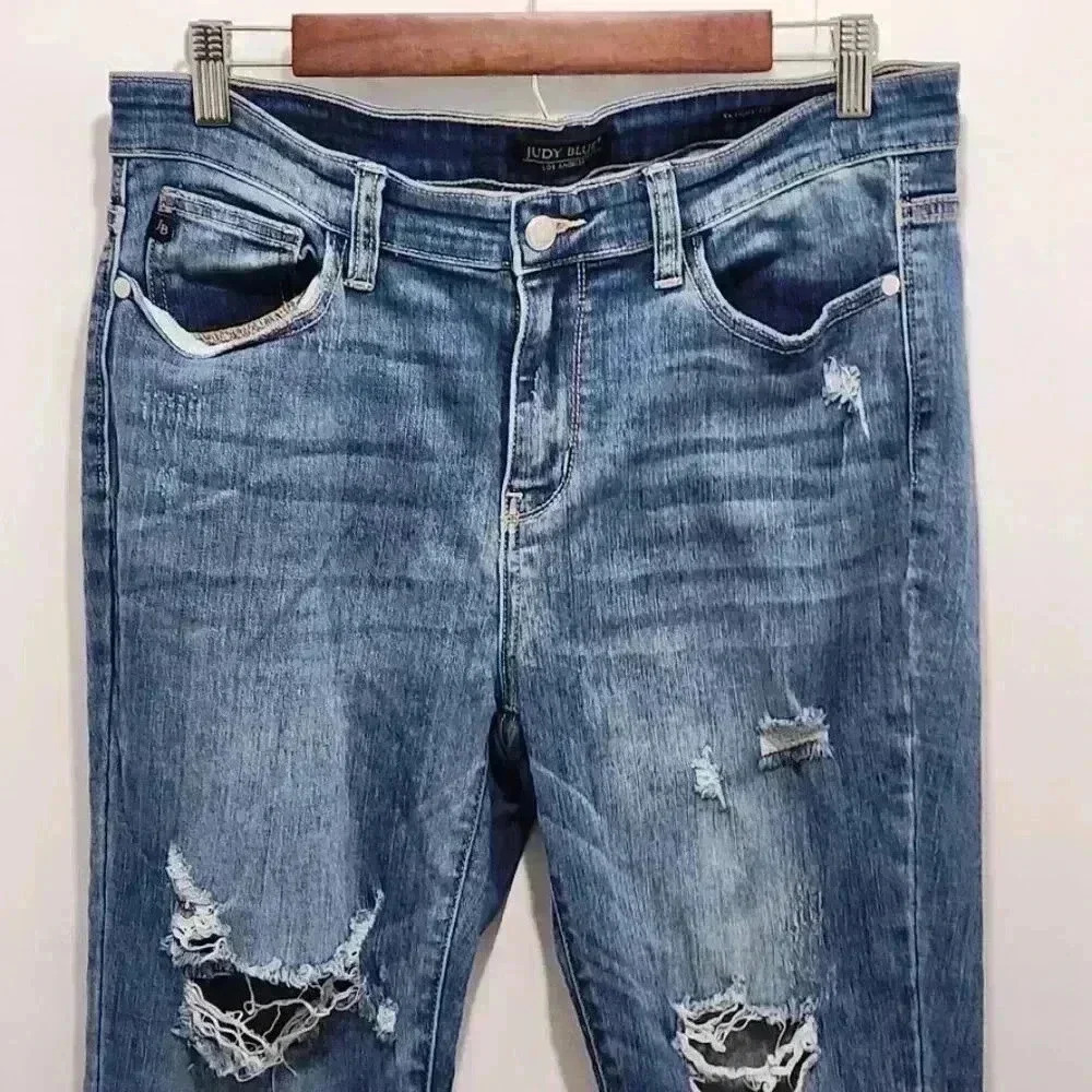 Judy Blue Distressed Skinny Fit Jeans Womens Size 13/31 - Picture 2 of 16